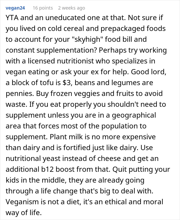 “AITA For Breaking My Children’s Vegan Diet Imposed On Them By My Ex?”