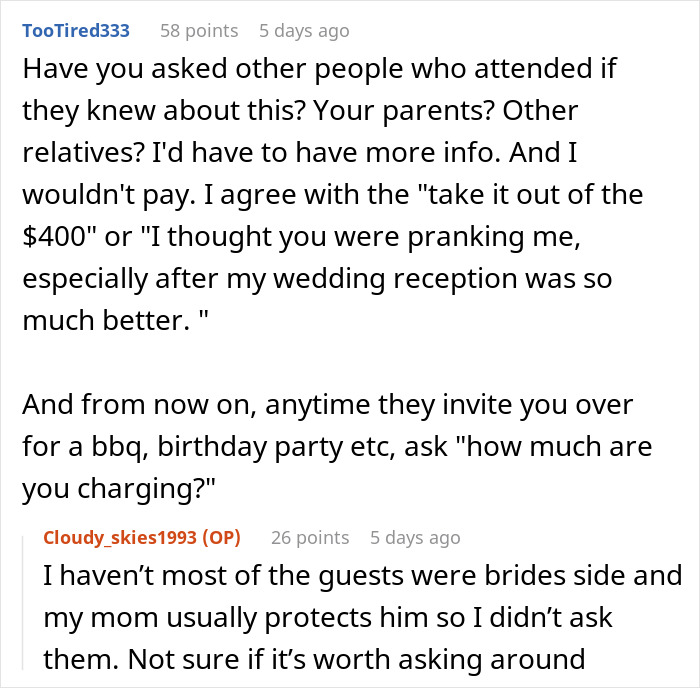 “Thought You Knew”: Person Surprised By Brother Suddenly Setting A Price To Attend His Wedding