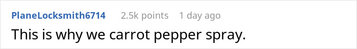 Comment joking about pepper spray usage.