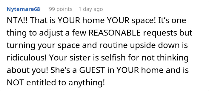 Woman Invites Herself And Husband To Sister’s Home, Expects Her To Make Major Lifestyle Changes