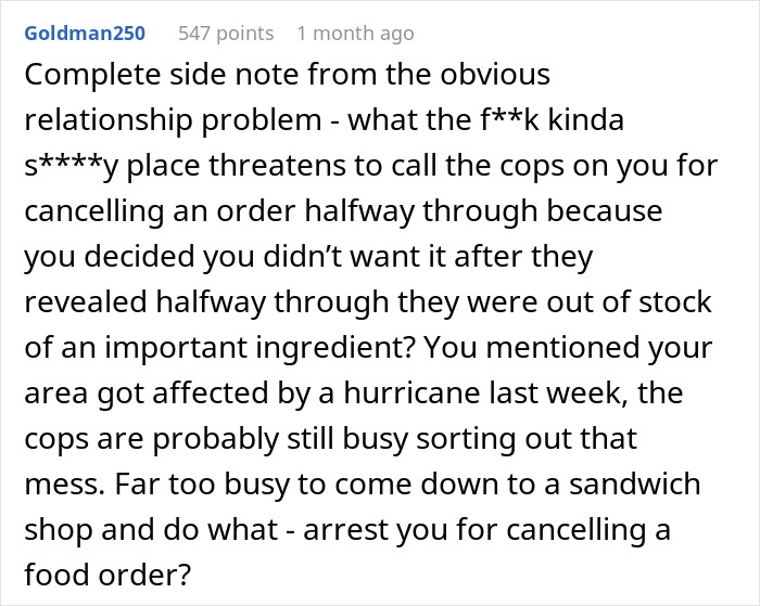 “I Think That I Have To Break Up With My Fiancé After He Embarrassed Me In Public Over A Sandwich”