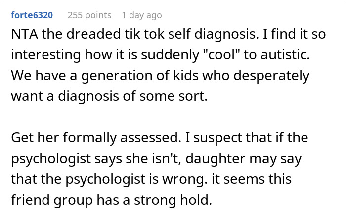 Parent Seeks Advice After Calling Out Daughter In Front Of Her Friends That She Doesn't Have Autism