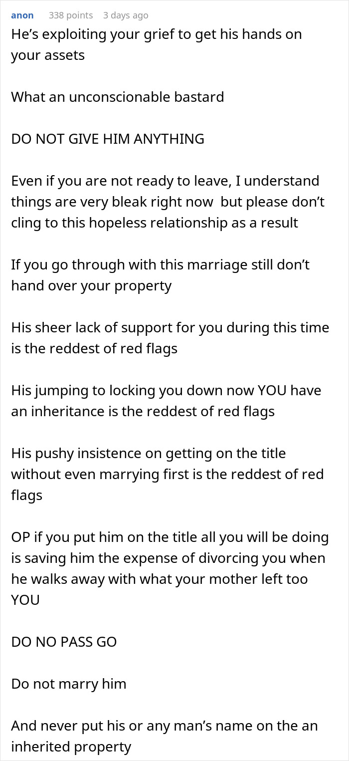 Woman Refuses To Share Ownership Of Her House With Fiancé, He Secretly Calls A Real Estate Lawyer