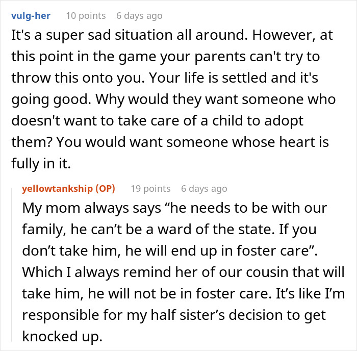 Parents Keep Pressuring Daughter Into Adopting Her Nephew, She Asks For Advice