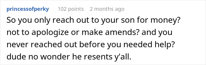 “My Husband Is Heartbroken”: Son Refuses To Pay Dad’s Bills After Harsh Punishment In His Teens