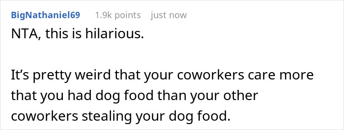 Woman Lets Lunch-Stealing Coworkers Eat Dog Food For 6 Months, Proudly Announces It During A Meeting