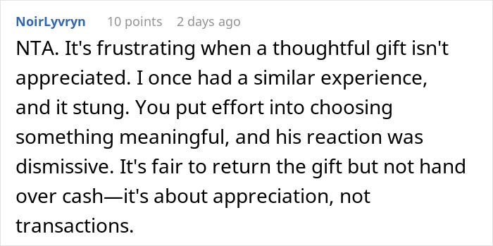 Husband Hates His Gift, Demands To Get Cash Instead: "I Told Him Hell No"