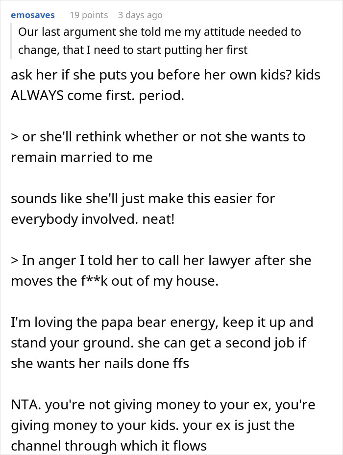 Wife Insists Husband Stop Supporting His Ex and Kids, He Turns To Internet For Advice