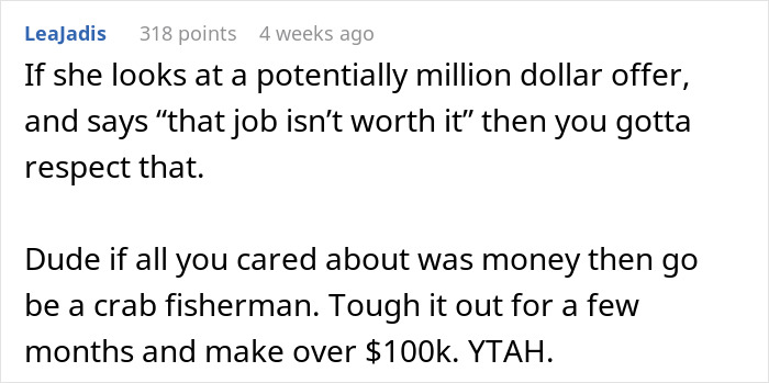 Man Wants Wife To Work At Job She Hates For 5 Years To Possibly Sell Shares Worth $1 Million