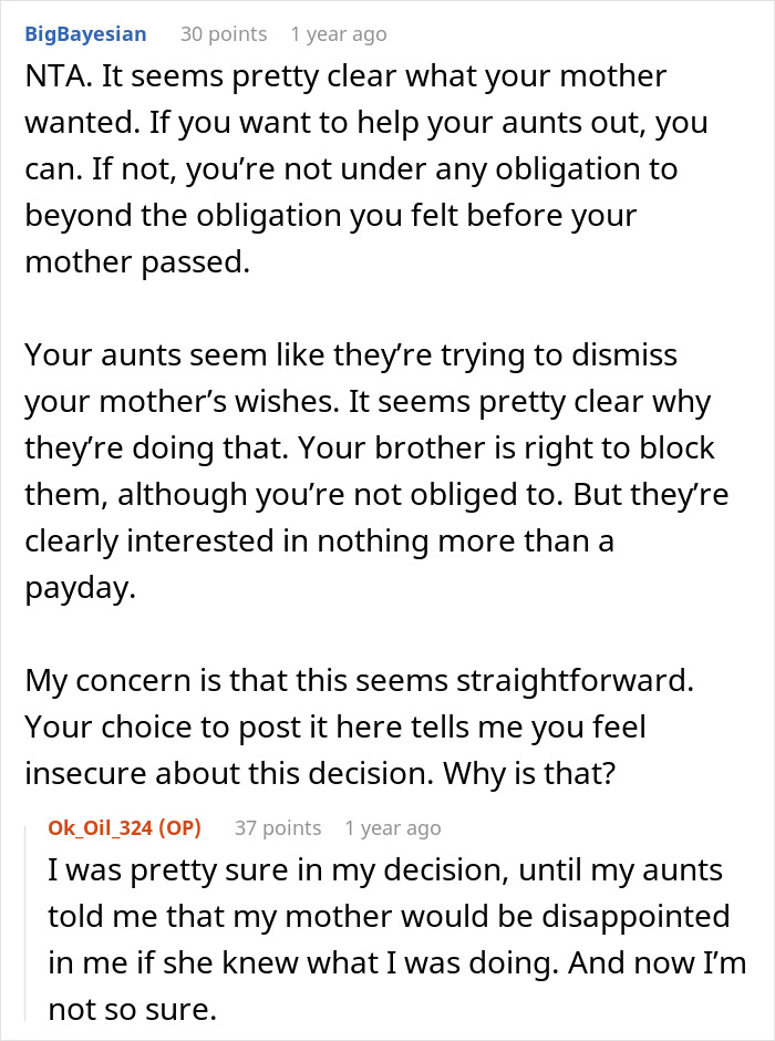 Aunts Feel Entitled To Inheritance: “She Assumed We Would Share”