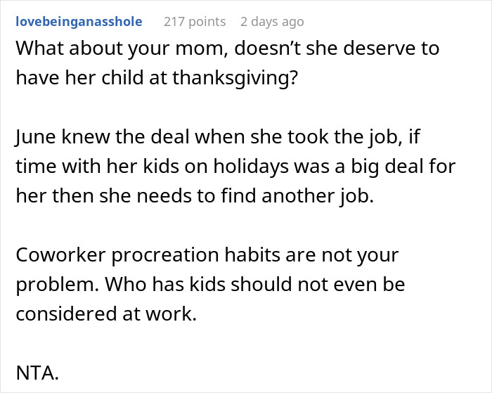 Mom Wants Coworker To Cover Her On Holiday Because She Doesn’t Have Kids, Gets A Reality Check