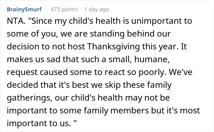 Family Refuses To Follow Simple Rule, Parent Cancels Thanksgiving: "I Was Overreacting"