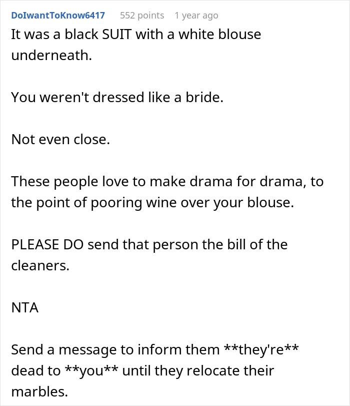 Woman Confused Why Brother Is Angry She Wore A White Blouse Under Her Black Suit To His Wedding