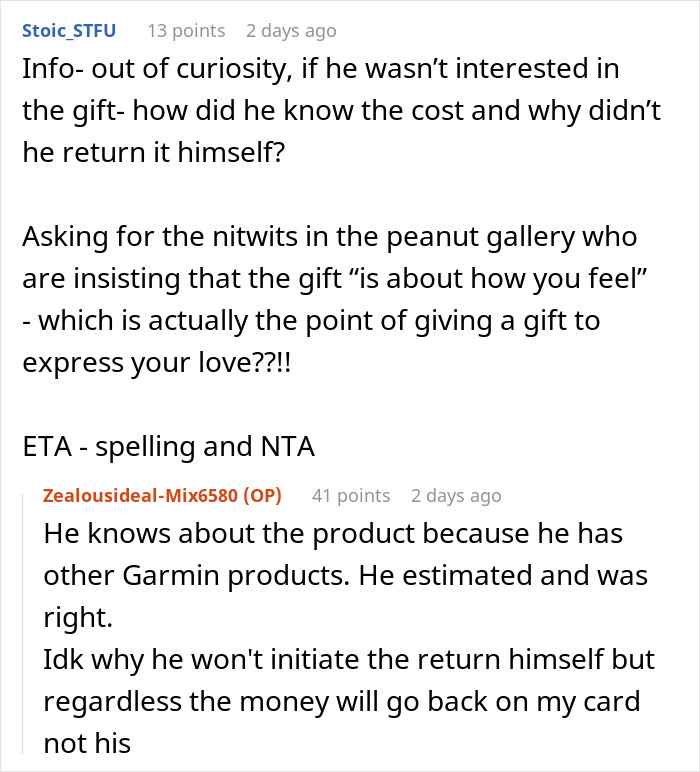 Husband Hates His Gift, Demands To Get Cash Instead: "I Told Him Hell No"