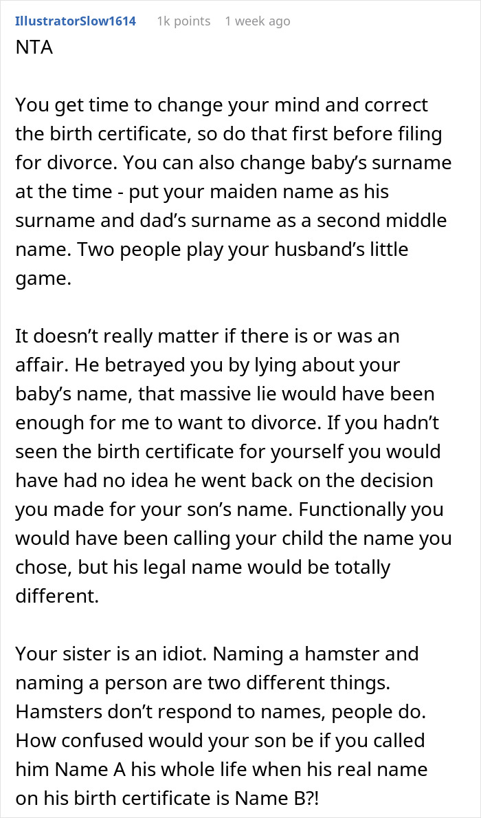 Woman Plans To Divorce Husband For Changing Their Son’s Name Behind Her Back