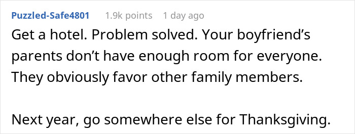 Comment advising a couple on solving holiday air mattress issues with family.