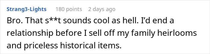 GF Insists Lady Sell Her Family Heirlooms ASAP As They Are Immoral To Keep, But She’s Hesitant