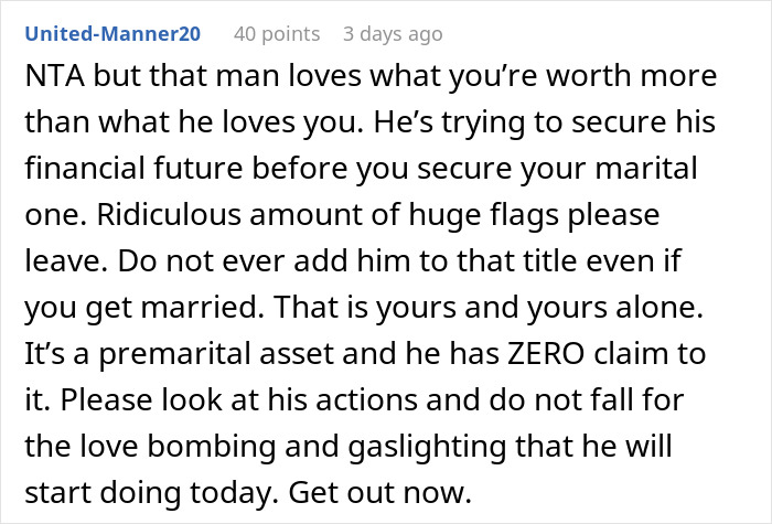 Woman Refuses To Share Ownership Of Her House With Fiancé, He Secretly Calls A Real Estate Lawyer