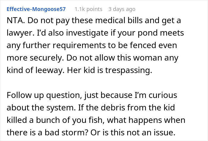 Guy Sues Neighbor After Her Kid Falls Into His Private Pond: "Kids Will Be Kids"