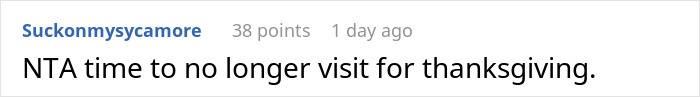 Reddit comment discussing family holidays and ending holiday visits.