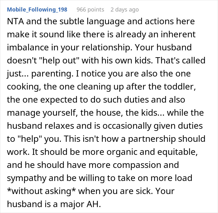 “AITA For Interrupting Husband’s ‘Free Time’ Because I’m Sick?”