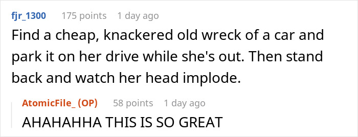 Reddit comments discussing a neighbor dispute involving parking issues.