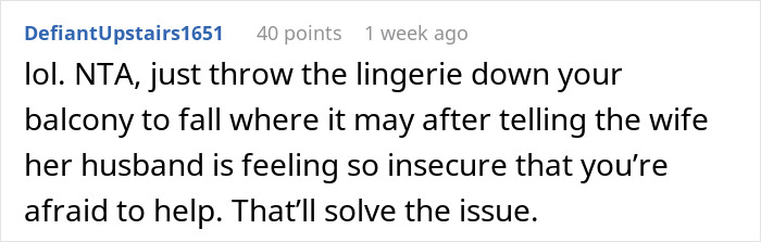 Neighbor Called “Creepy Jerk” For Returning Woman’s Lingerie That Keeps Blowing Onto His Balcony