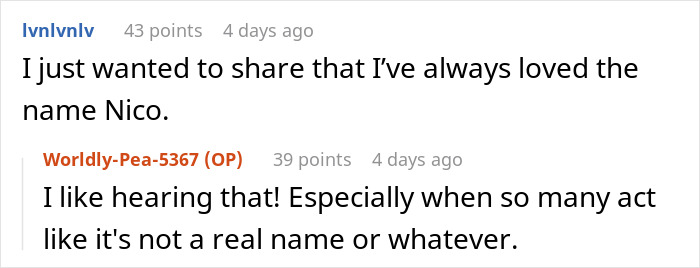 Reddit comments discussing the name Nico and its realness.