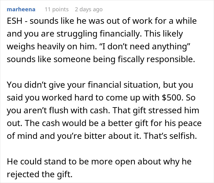 Husband Hates His Gift, Demands To Get Cash Instead: "I Told Him Hell No"