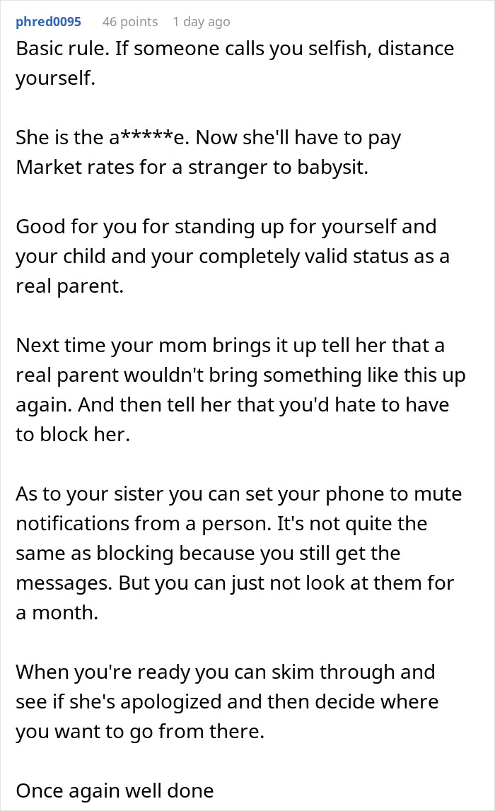 “AITA For Refusing To Babysit My Sister’s Kids After She Said I’m ‘Not A Real Parent’?”