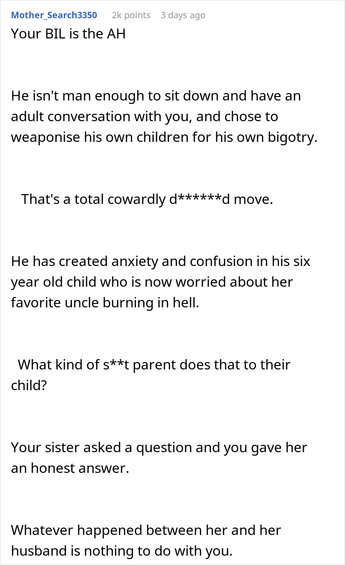 Bigoted BIL Poisons Kids' Minds That Their Gay Uncle Is Going To Hell, Wife Rages After Finding It Out