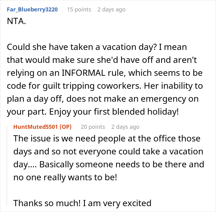 Mom Wants Coworker To Cover Her On Holiday Because She Doesn’t Have Kids, Gets A Reality Check