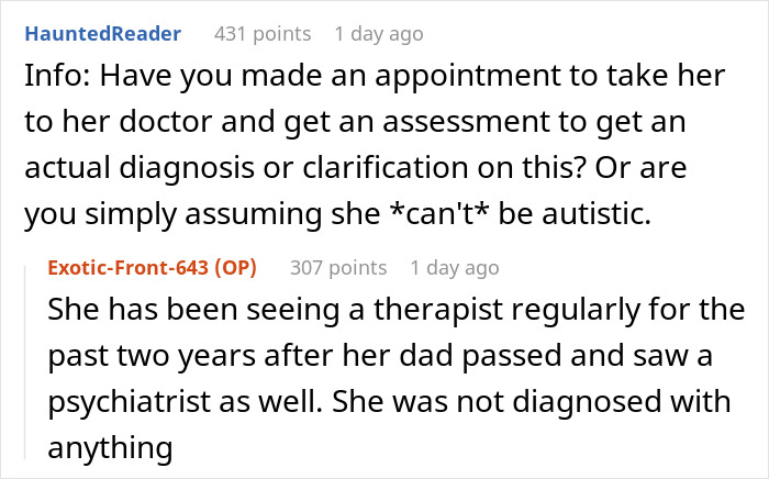 Parent Seeks Advice After Calling Out Daughter In Front Of Her Friends That She Doesn't Have Autism