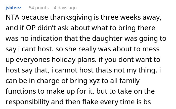 “Am I A Jerk For Uninviting My Daughter To Thanksgiving Since She Won’t Host It?”