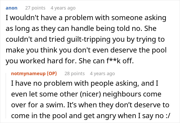 “Neighbour Thinks Her Kids Have The Right To Use My Pool Because [We] Have It ‘All To Ourselves’”