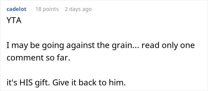 Husband Hates His Gift, Demands To Get Cash Instead: "I Told Him Hell No"