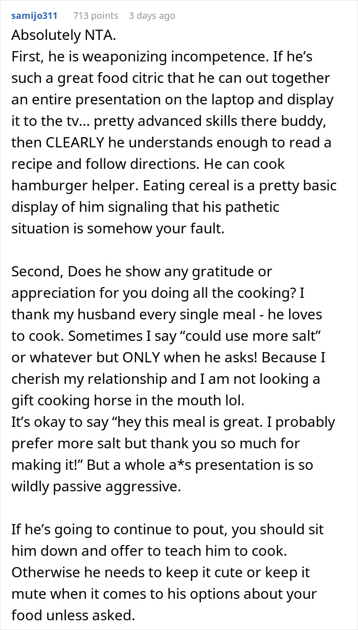 Man Makes An Entire Presentation To Bash GF’s Food, She Responds With A “Breakup PowerPoint”