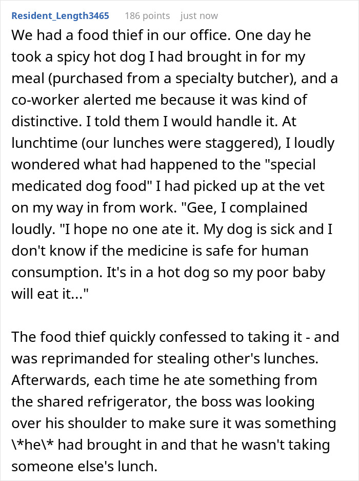 Woman Lets Lunch-Stealing Coworkers Eat Dog Food For 6 Months, Proudly Announces It During A Meeting