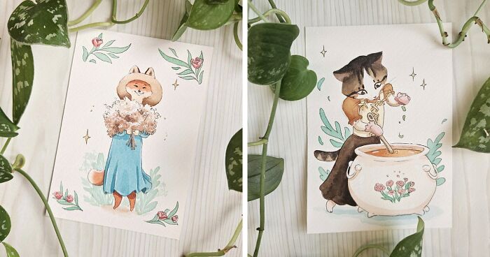 I Combined Cottagecore And Beatrix Potter To Create 16 Watercolor Illustrations For Inktober