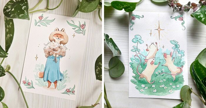 I Combined Cottagecore And Beatrix Potter To Create 16 Watercolor Illustrations For Inktober