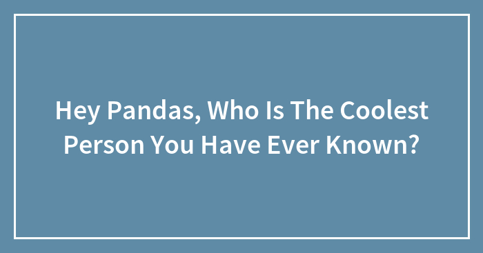 Hey Pandas, Who Is The Coolest Person You Have Ever Known?