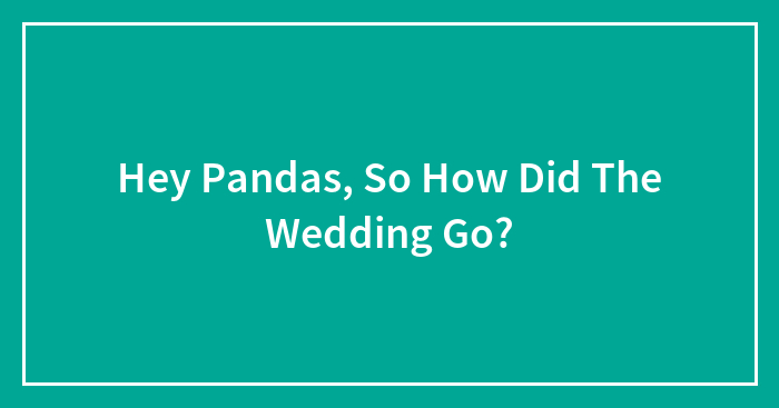 Hey Pandas, So How Did The Wedding Go? (Closed)