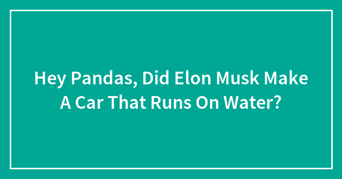 Hey Pandas, Did Elon Musk Make A Car That Runs On Water? (Closed)