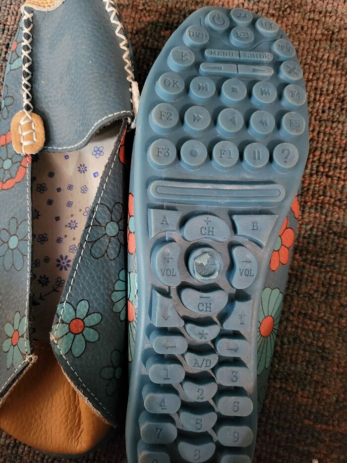 Saw These While Thrifting The Other Day. The Treads Are A TV Remote Pattern