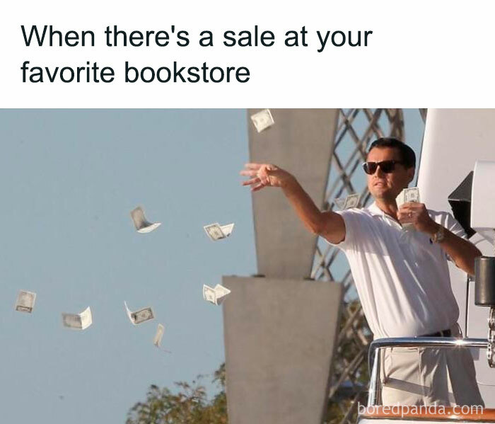 Man in sunglasses joyfully throwing cash, symbolizing enthusiasm for Black Friday bookstore sales.