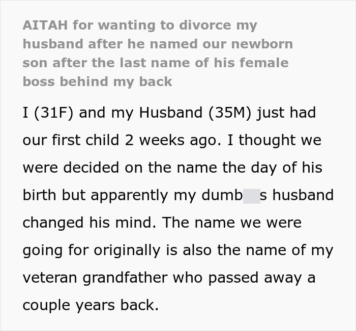 Woman Plans To Divorce Husband For Changing Their Son’s Name Behind Her Back