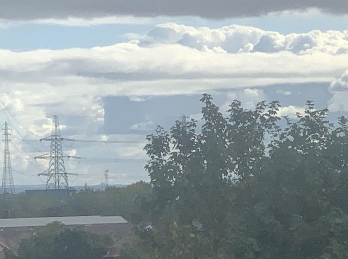 Strange Rectangular Void In The Clouds. Newport, Wales