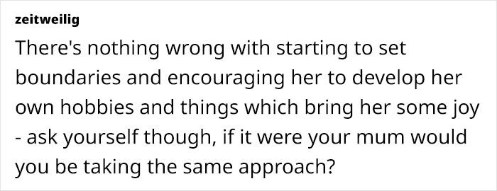 Text discussing setting boundaries for grieving mother-in-law.