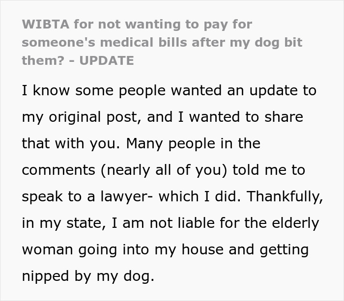 “WIBTA For Not Wanting To Pay For Someone’s Medical Bills After My Dog Bit Them?”