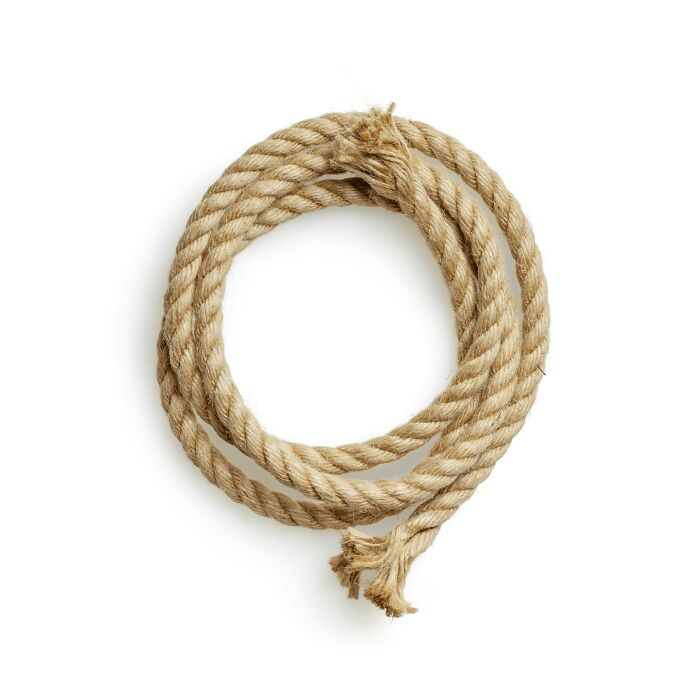 A coiled rope on a white background.